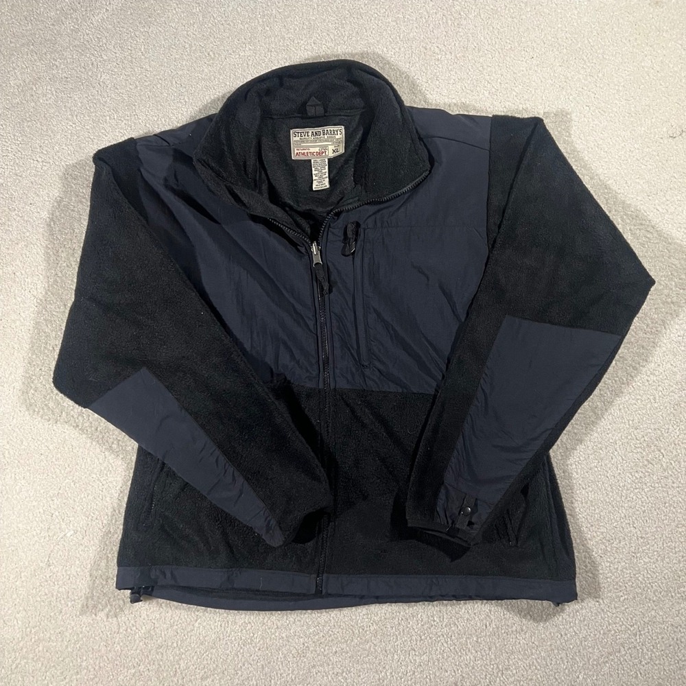 Steve and Barrys Fleece Jacket Mens XL Black Full Zip Gorpcore Outdoor Utility